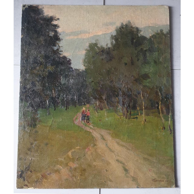 Original Ukrainian Impressionism Painting: Woodland Scenery, 1962 60-50 For Sale - Image 10 of 10