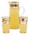 Mid-Century Yellow Glass Lemonade Set with Gilt Geometric Motif, 1950s, Set of 3 For Sale