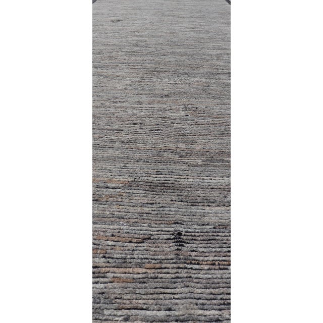 Tribal Modern Moroccan Style Tribal Long Runner in Shades of Gray All-Over Design For Sale - Image 3 of 10