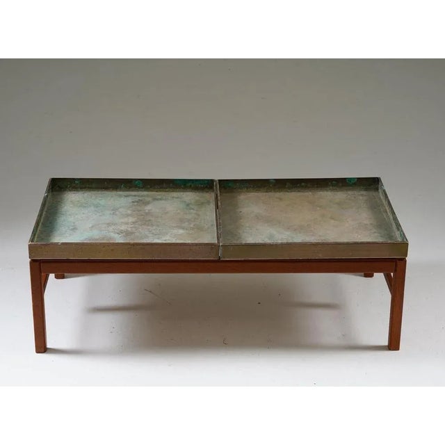 1960s Scandinavian Flower Table Casino in Teak & Brass attributed to Engström & Myrstrand, 1960s For Sale - Image 5 of 7
