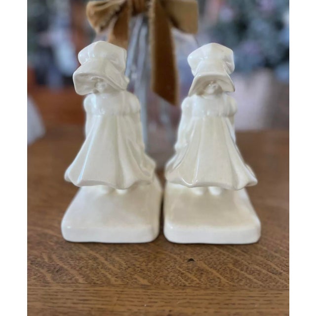 Ceramic Pair of 1929 Cowan Art Pottery Bonnet Girl Bookends #521 For Sale - Image 7 of 9