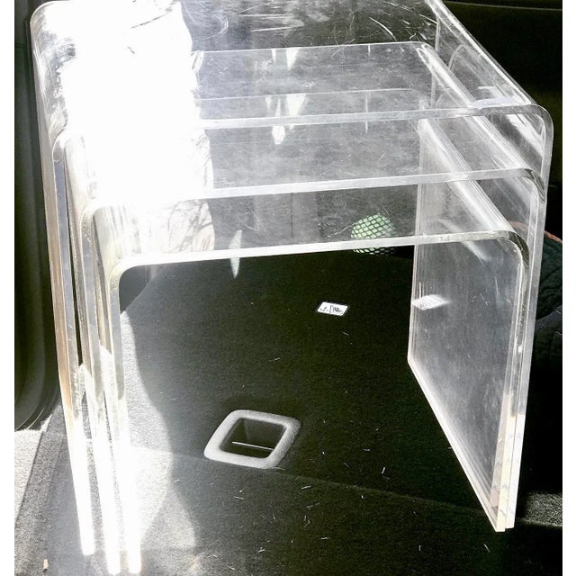 Very Vintage - Set of 3 Midcentury Lucite Nesting Tables perfect for drink tables or side tables in any room in your home....