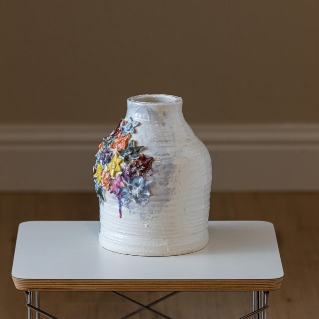 Rare museum-caliber 1967 David Gilhooly "Star Flower" ceramic vase. This significant early work was acquired directly from...