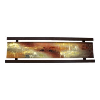 2000s Long Abstract Wall Art in Wood Frame For Sale