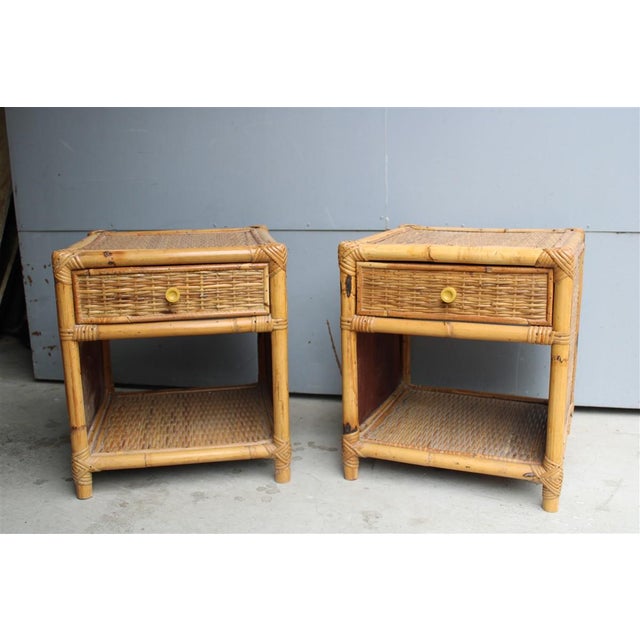 Bamboo Cube Nightstands with Drawers and Shelves, 1960, Set of 2 For Sale - Image 11 of 11