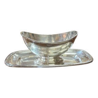 Silver-Plated Metal Gravy Boat by Ercuis, 1940s For Sale