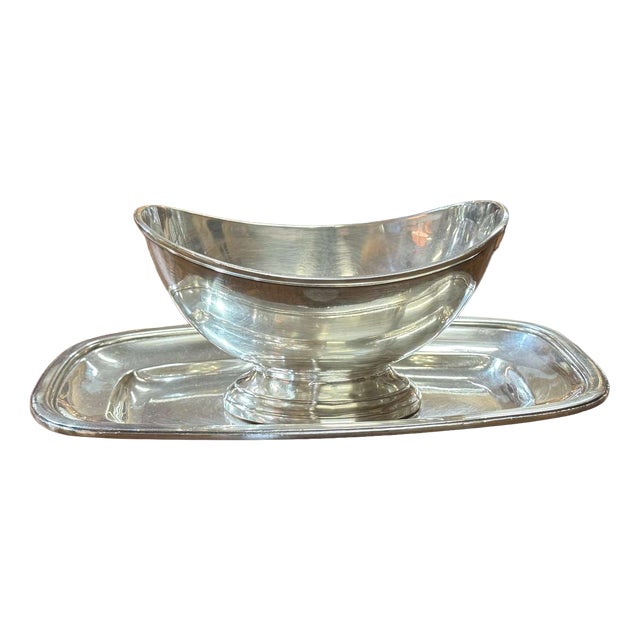 Silver-Plated Metal Gravy Boat by Ercuis, 1940s For Sale