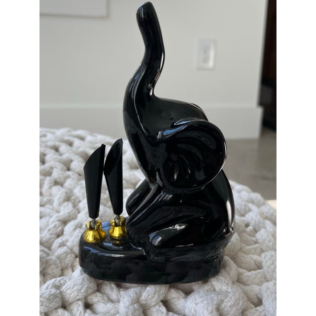 Vintage Mid-Century Ceramic Black Elephant Pen Holders-Set of 2 For Sale In Houston - Image 6 of 9