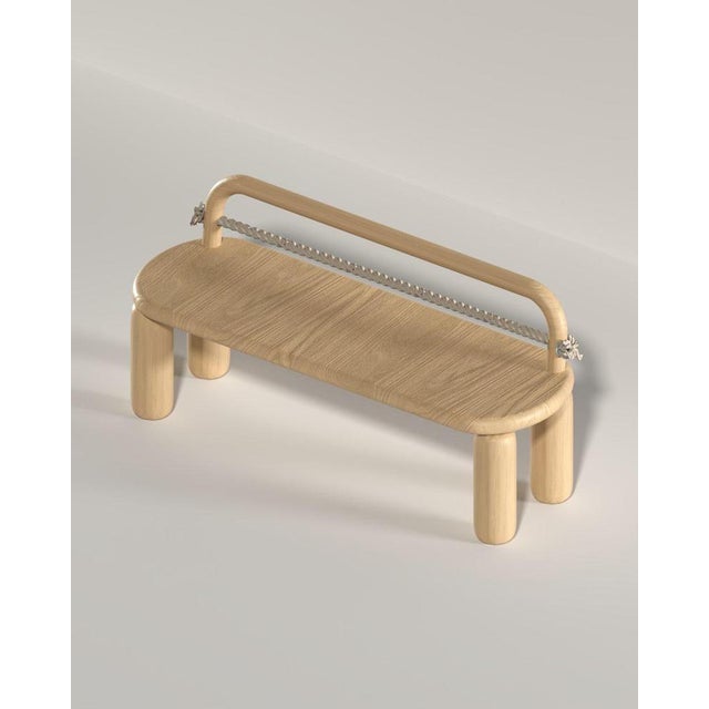 Rope Bench in Gentle Natural Oak by Virginia Arlotto For Sale - Image 6 of 8