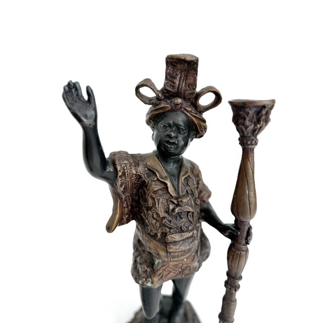 Mid-20th C Venetian-Style Moorish Figural Bronze Candlesticks - A Pair For Sale In Los Angeles - Image 6 of 10