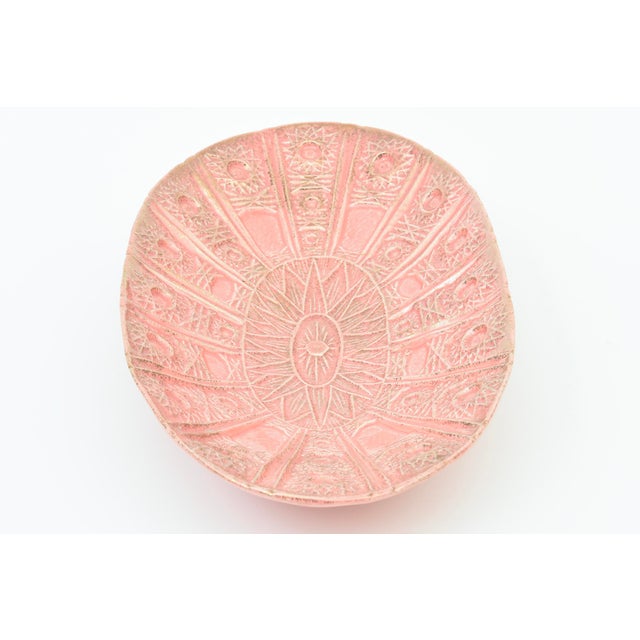 Pink Vintage Ceramic Bowl in PInk With Gold, 1960's For Sale - Image 8 of 12