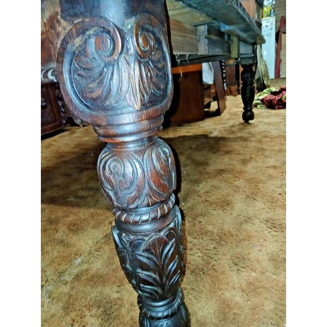 Antique 19th Century Two-Leaf Carved Oak Extending Dining Table, 1850 For Sale - Image 10 of 14