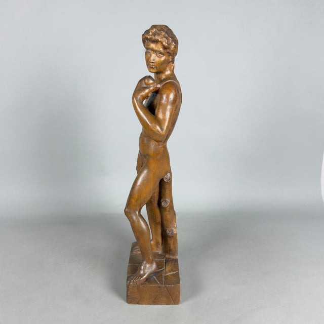 Artigianale, David Sculpture by Michelangelo Statue, 1960s, Wood For Sale - Image 3 of 11