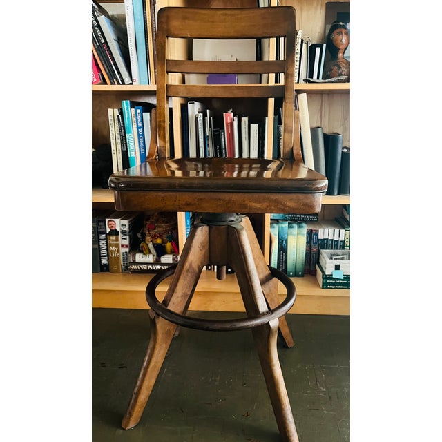 Vintage Industrial Drafting Stool by Gunlocke For Sale - Image 9 of 10