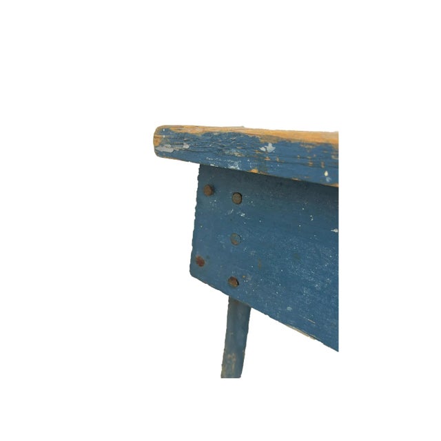 Cerulean Primitive Milk Paint Bench For Sale - Image 8 of 9