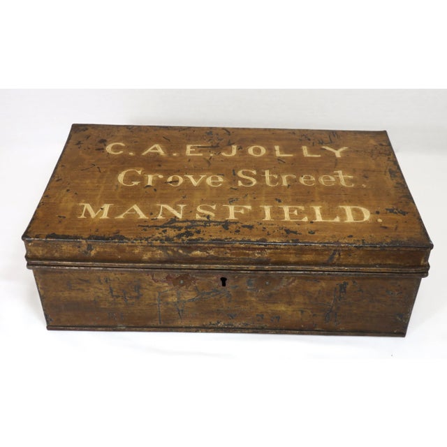 Hand Made Antique Mid 19th Century Grain Painted Steel Cash & Document Box For Sale - Image 13 of 13