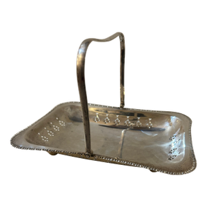 Vintage English Silver Plate Pierced Basket With Swing Handle C. J. Vander Ltd., Sheffield