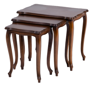 Vintage Louis XV Style Nesting Tables in Nut Wood, 1970s, Set of 3