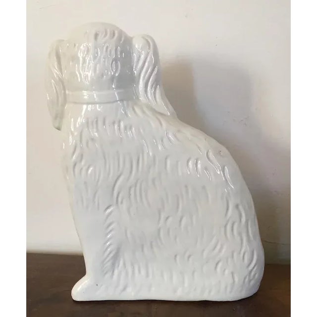 Large 19th Century English Victorian Staffordshire Pearlware Spaniel Dog with Glass Eyes For Sale - Image 10 of 11