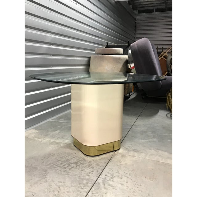 Vintage Mid Century Modern Laminate and Brass Pedestal Table For Sale In Dallas - Image 6 of 7