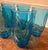Glass Period Mid 20th Century Anchor Honking Mid Century modern Colonial Tulip Laser Blue Glasses - Set of 5 For Sale - Image 7 of 10