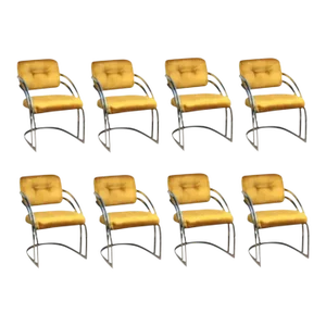 Milo Baughman Style Chrome Dining Chairs - Set of 8