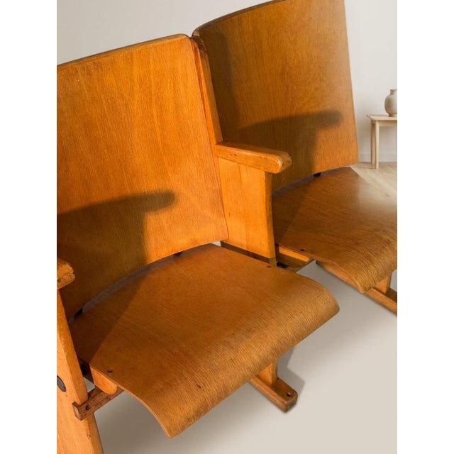 Mid-Century Wooden Cinema Seating, Germany, 1950s For Sale - Image 4 of 8
