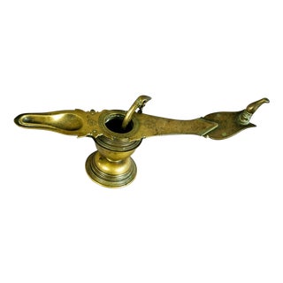 18th Century Antique South Indian Brass Oil Lamp For Sale