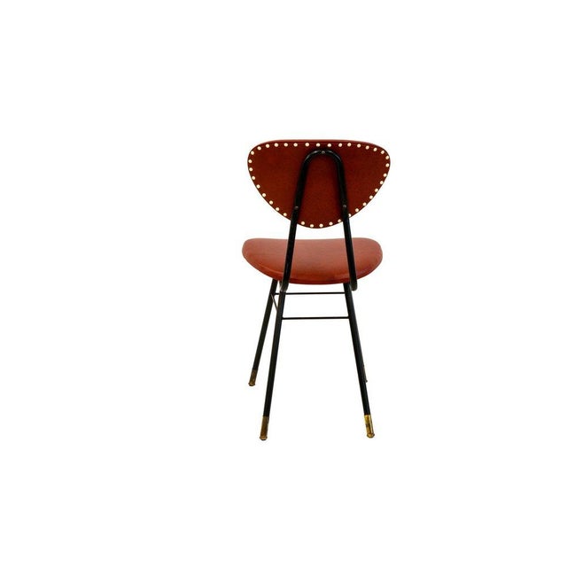 Metal Leather-Coated Office Set with Desk, Bookcase, Chest of Drawers, Desk Chair, and Guest Chairs attributed to Umberto Mascagni, 1950s, Set of 7 For Sale - Image 7 of 18