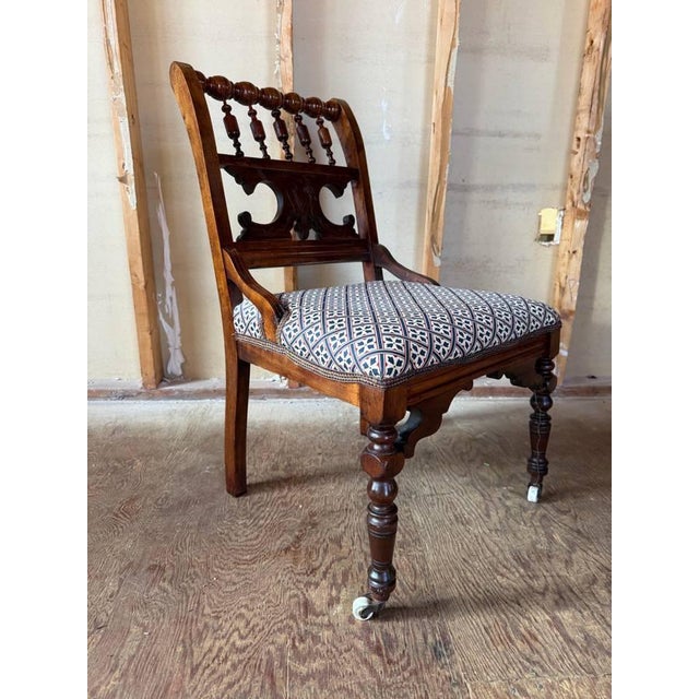Brown Antique Victorian Gothic Revival and Biedermeier Style Side Chair For Sale - Image 8 of 17