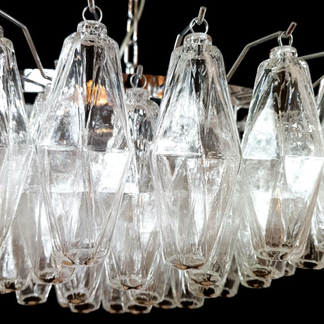 Art Deco Murano Polyhedron Glass Brown Chandelier, Murano, Italy, 1961 For Sale - Image 3 of 7