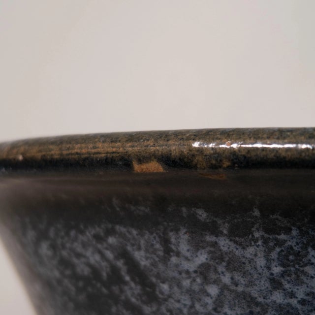 Ink Blue Vintage Wabi Sabi Large Blue Glazed Studio Ceramic Planter For Sale - Image 8 of 12