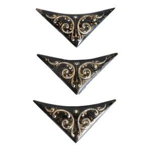 French Italian Black Enamel on Copper Corner Mounts - Set of 3