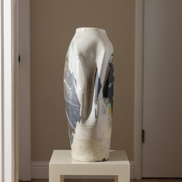 Ivory Monumental Abstract Sculptural Studio Ceramic Vessel, 27" For Sale - Image 8 of 15