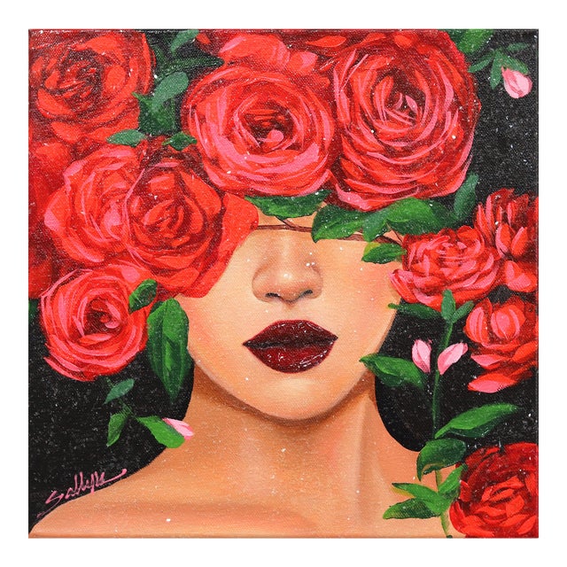 Red Roses 3 - Original Sally K Figurative Original Artwork by Sally K For Sale