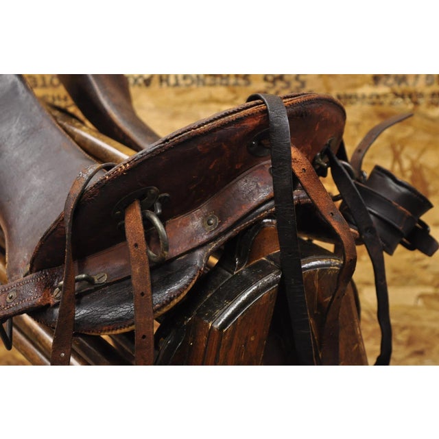 Antique McClellan Brown Leather 12 Inch Wwi Calvary Horse Saddle, Circa 1900 For Sale - Image 12 of 18