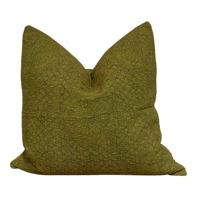 Seaweed Green Hand-Stitched Pillow Cover For Sale