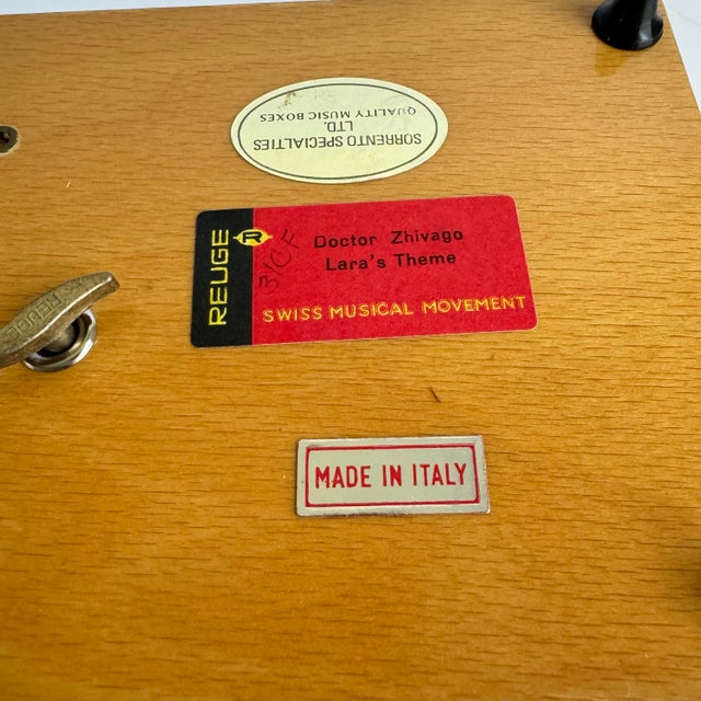 Sorrento Reuge Music Box Italian Burlwood Rose Flower Inlay Swiss Movement For Sale - Image 10 of 12