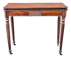 19th Century Sheraton Style Mahogany Flip-Top Game Table Console, Circa 1830s
