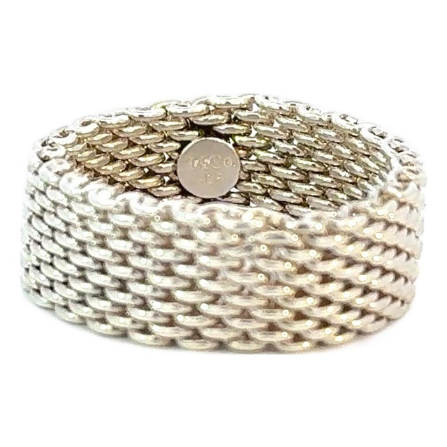 Late 20th Century Tiffany & Co Somerset Ring Size 14 Sterling Silver 10.7 Grams Estate, Size 14 For Sale