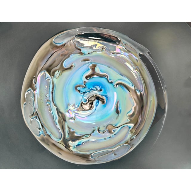 Viz Glass Ocean Dreams Large Nebula Wall Art Platter, 7001bir 20" Blue For Sale - Image 10 of 11