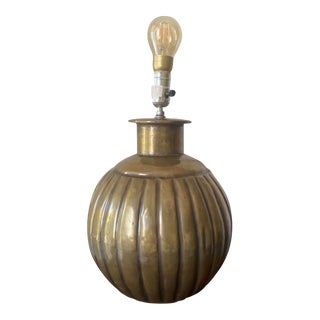 1970s Ribbed Melon Ball Table Lamp For Sale