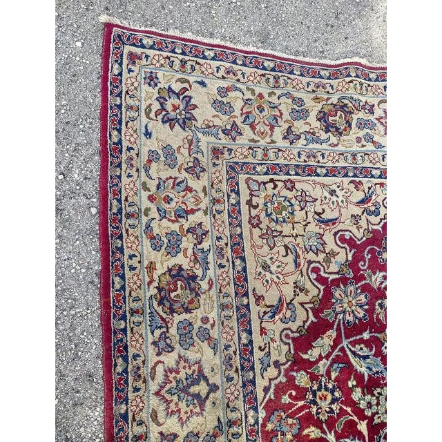 Middle Eastern Wool Rug with Floral Designs, 1980 For Sale - Image 6 of 9