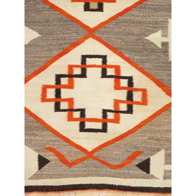 Navajo Rug circa 1920 Klagetoh Hand Knotted Diamond Pattern Gray Orange Black For Sale - Image 14 of 17
