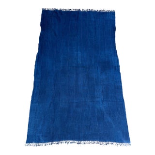 Vintage African Indigo Denim Mossi Mudcloth 65” L X 41” W Textile | No. 110 For Sale