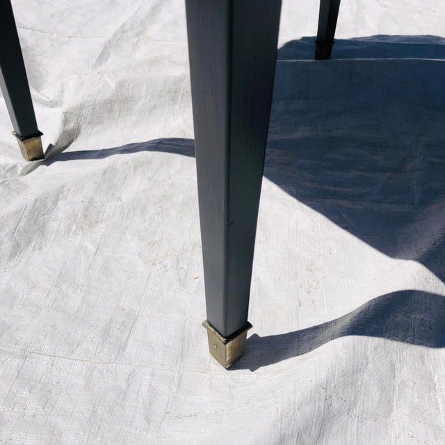 Vintage Solid Mahogany Newly Grayish Black Painted Drop-Leaf Side Table For Sale - Image 11 of 12