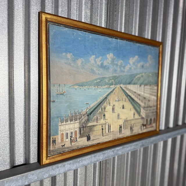 Gold Late 19th Century Framed Gouache on Paper, Naples Italy Veduta in the Style of the Neopolitan School For Sale - Image 8 of 12