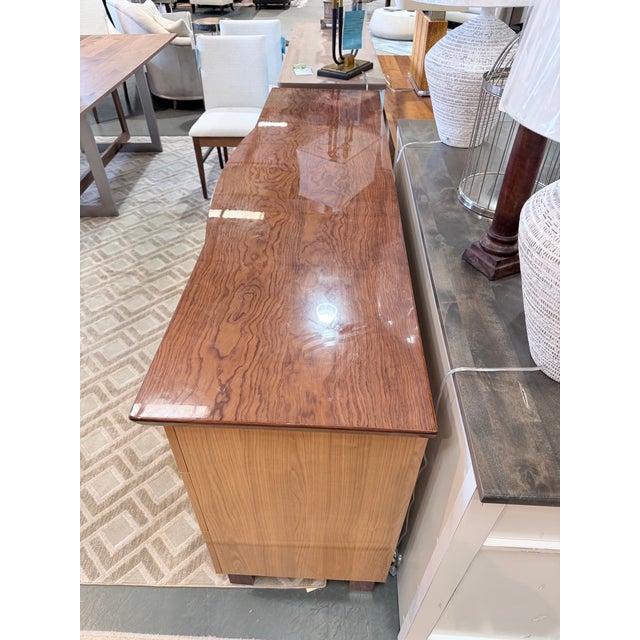 Italian Mid Century Modern Art Deco Credenza in Figured Wood Veneers For Sale - Image 4 of 12