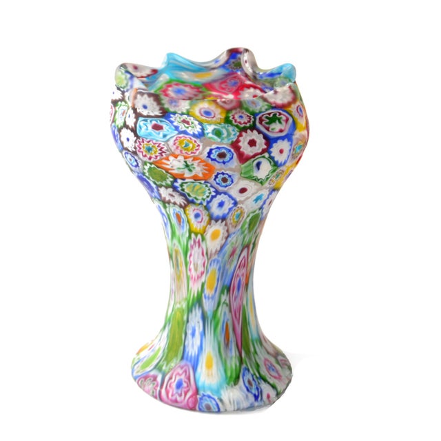 1960s Italian Blown Glass Colorful Millefiori Vase Mid-Century Modern Boho Chic For Sale - Image 12 of 13