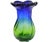 Mid-century handblown blue and green heavy glass vase featuring elegant textured glass swirls with ornate base and cobalt...